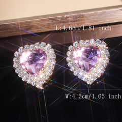 Heart Love Rhinestone Crystal Stud Earring For Women
