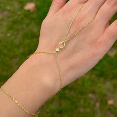 Snake Solitaire18K Gold Link Chain Bracelet Joint Ring For Women