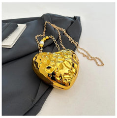 Beaten Finish Acrylic Heart Gold Silver Transparent Mini Bag Hand Bag Solder For Womenbang