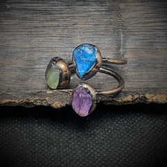 Amethyst Green Blue Purple Crystal Adjustable Ring For Women
