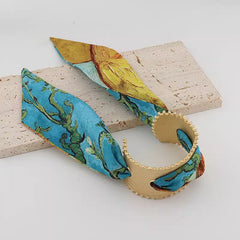 Red Blue Multicolour 18K Gold Plated Anti Tarnish Scarf Cuff Bracelet For Women