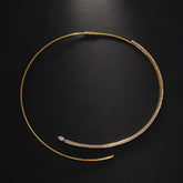 18K Gold Cubic Zirconia Hasli Thick Choker Anti Tarnish Necklace For Women