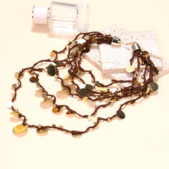 Sequins Paillettes 18K Gold Multi-Layer Threads Necklace Women