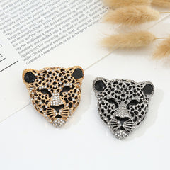 Leopard Face Cubic Zirconia 18K Gold Silver Brooch For Women