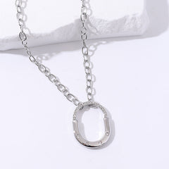 Lock Cubic zirconia Gold Rose Gold Silver Stainless Steel Link chain Necklace For Women