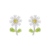 Daisy Flower Yellow Silver Solitaire Anti Tarnish Stud Earring For Women