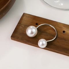 Dual Pearl White 18K Gold Anti Tarnish Free Size Ring For Women