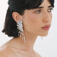 Sparkle Solitaire Cubic Zirconia Silver Dangler Earring For Women Group5