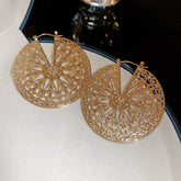 Filigree Wheel 18K Gold Anti Tarnish Hoop Earring For Women