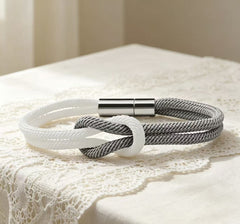 Multi Color Infinity Knot Silver Plain Fabric Bracelet For Women