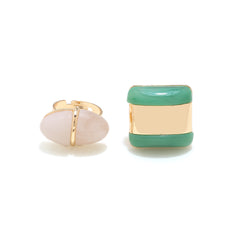 Luxury Green & Orange Resin Gold Plated Adjustable Ring For Women