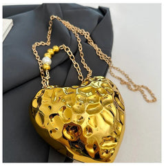Beaten Finish Acrylic Heart Gold Silver Transparent Mini Bag Hand Bag Solder For Womenbang