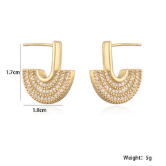 Half Round CZ 18K Gold Silver Anti Tarnish Hoop Earring
