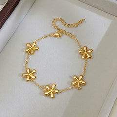 Multi Charms Gold Plated Mother of Pearl Enamel Stainless Steel Bracelet
