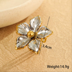 Flower Gold Silver Stainless Steel Anti Tarnish Adjustable Ring