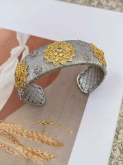 Flower 18K Gold Silver Adjustable Cuff Bracelet Band Ring For Women