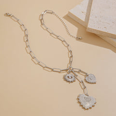 Heart Evil Eye 18K Gold Silver Anti Tarnish Charm Necklace Chain For Women