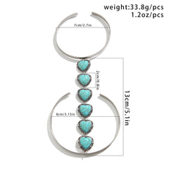 Heat Turquoise Green Beards Green Silver Open Arm Bracelet For Women