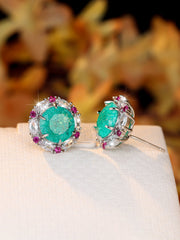 Emerald Green Silver Cubic Zirconia Anti Tarnish Stud Earring For Women