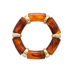 Acrylic Bamboo 18K Gold Blue Beads Stackable Adjustable Bracelet For Women