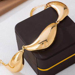 Gold Modern Bean Plain Necklace For Women