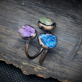 Amethyst Green Blue Purple Crystal Adjustable Ring For Women