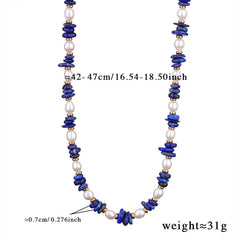 Pearl Star Blue Beads Charm Necklace Pendant Chain For Women