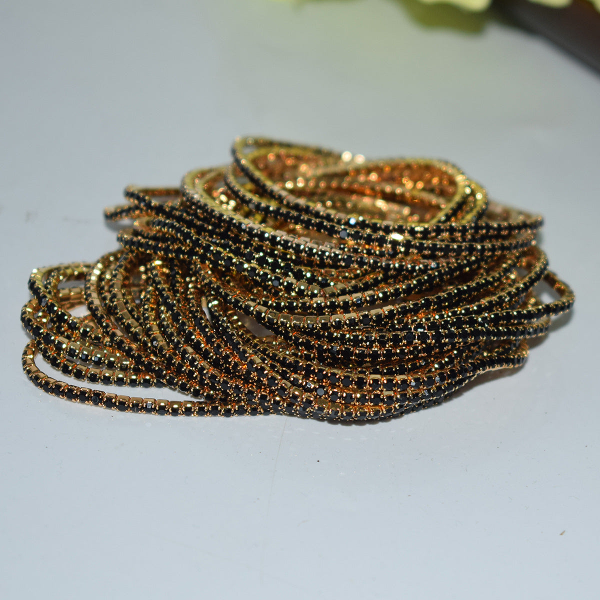 18K Gold Silver Multi Rhinestone Bracelet Bangle Adjustable For Women