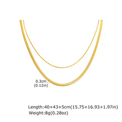 Layered Flat Chain Gold Plated Anti Tarnish Stainless Steel Necklace