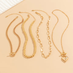 Heart 18K Gold Silver Anti Tarnish Layer Link Chain Necklace For Women