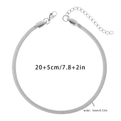 18K Gold Stainless Steel Anti Tarnish Snake Slim Chain Anklet