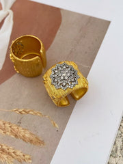 Flower 18K Gold Silver Adjustable Cuff Bracelet Band Ring For Women