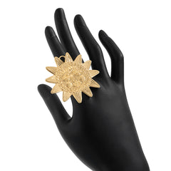 Star Sun Face 18K Gold Silver Big Free Size Ring For Women