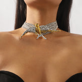 Brid Rhinestone 18K Gold Silver Anti Tarnish Choker Necklace