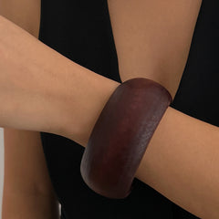 Round Wooden Black Brown Cuff Kada Bracelet For Women