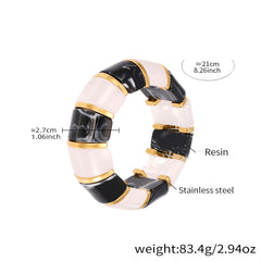 Glossy Resin Multicolor 18K Gold Stainless Steel Bracelet Adjustable stackable For Women