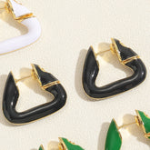 Colorful Geometric Triangle 18K Gold Hoop Earring For Women