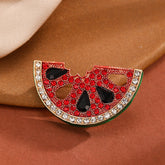 Red Green Watermelon Gold Plated Enamel Brooch For Women