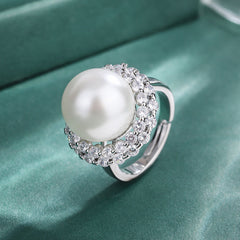 White Silver Pearl Cubic Zirconia Anti Tarnish Necklace Earring Set For Women