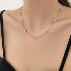 Solitaire 18K Gold CZ Stainless Steel Anti Tarnish Necklace Chain