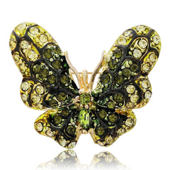 Pink Green Butterfly Gold Rhinestone Brooch For Women
