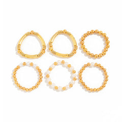 Heart 18K Gold Pearl Anti Tarnish Multi-Layer Stackable Bracelet For Women