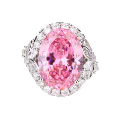 Oval Silver Gemstone Cubic Zirconia Anti Tarnish Adjustable Ring For Women