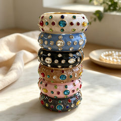 Designer Multi Color Enamel Gold Plated Rhinestone Copper Cuff & Kada