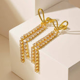 Bow Design Gold Plated CZ Anti Tarnish Stainless Steel Drop Earrings