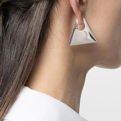 Triangle 18K Gold Silver Anti Tarnish Hoop Earring For Women