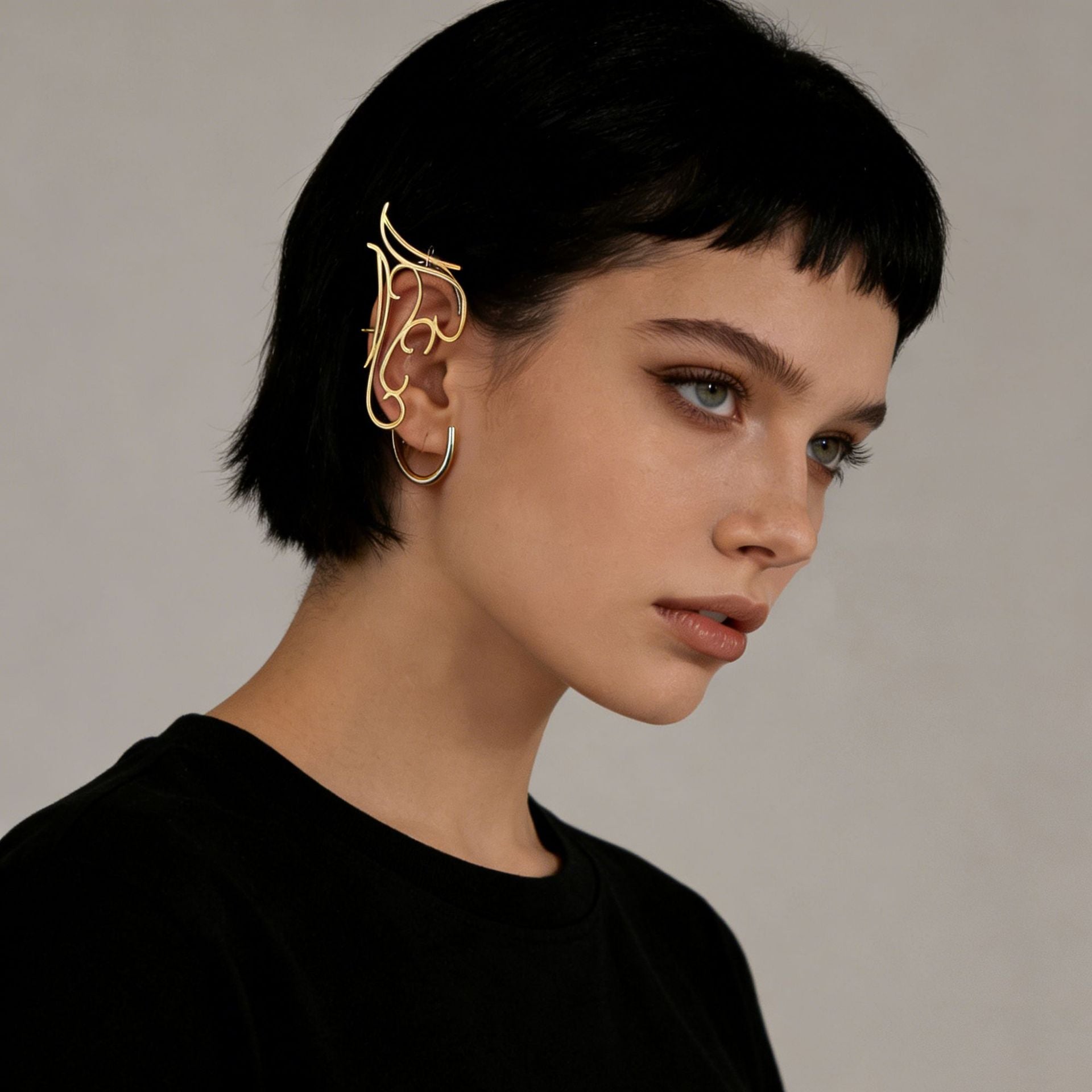 Gold Minimalist Calligraphy Plain Ear Cuff Earrings For Women Bulk