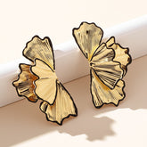 Beaten Finish Leaf 18K Gold Black Anti Tarnish Dangler Earring For Women