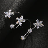 Flower 18K Gold Silver Solitaire Anti Tarnish Adjustable Ring For Women