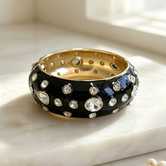Designer Multi Color Enamel Gold Plated Rhinestone Copper Cuff & Kada